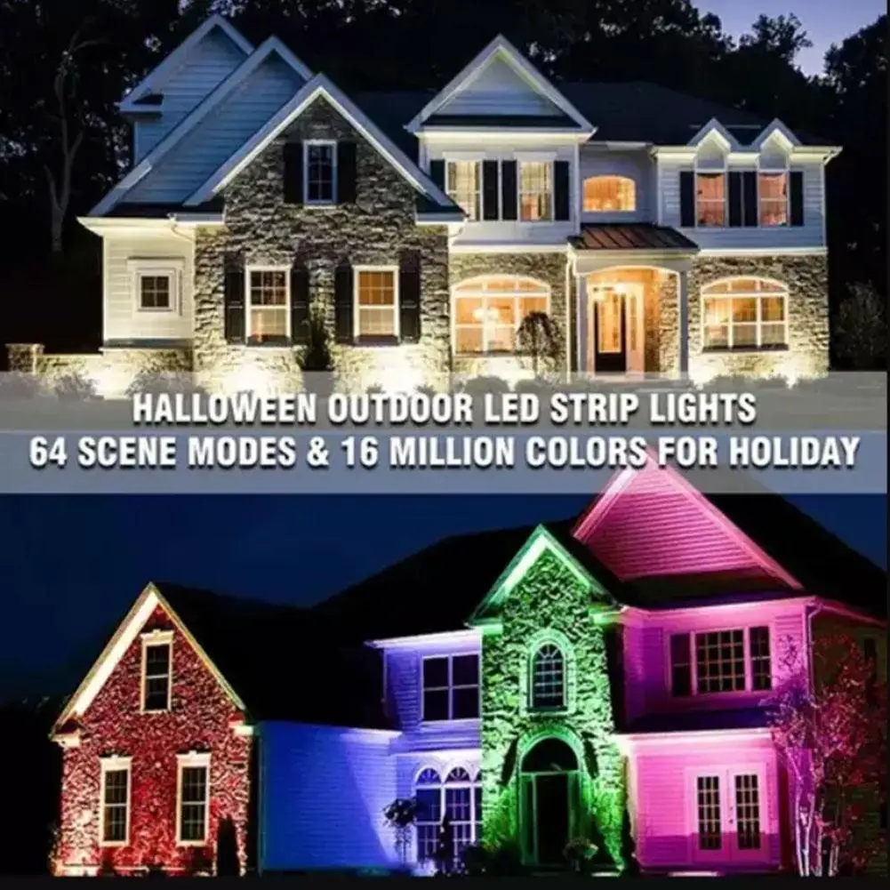 5/10/15/20m RGB fil de cuir coloré chaîne lumineuse intelligente Bluetooth contrôle LED chaîne lampe extérieure pour maison arbre de noël