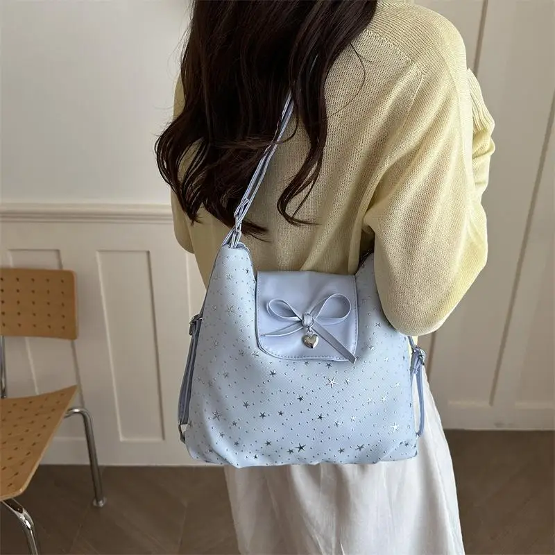 Korean Style Polka Dot Star Handbag Mobile Phone Storage Commuting Tote Bag Versatile Wrist Bag For Daily Use