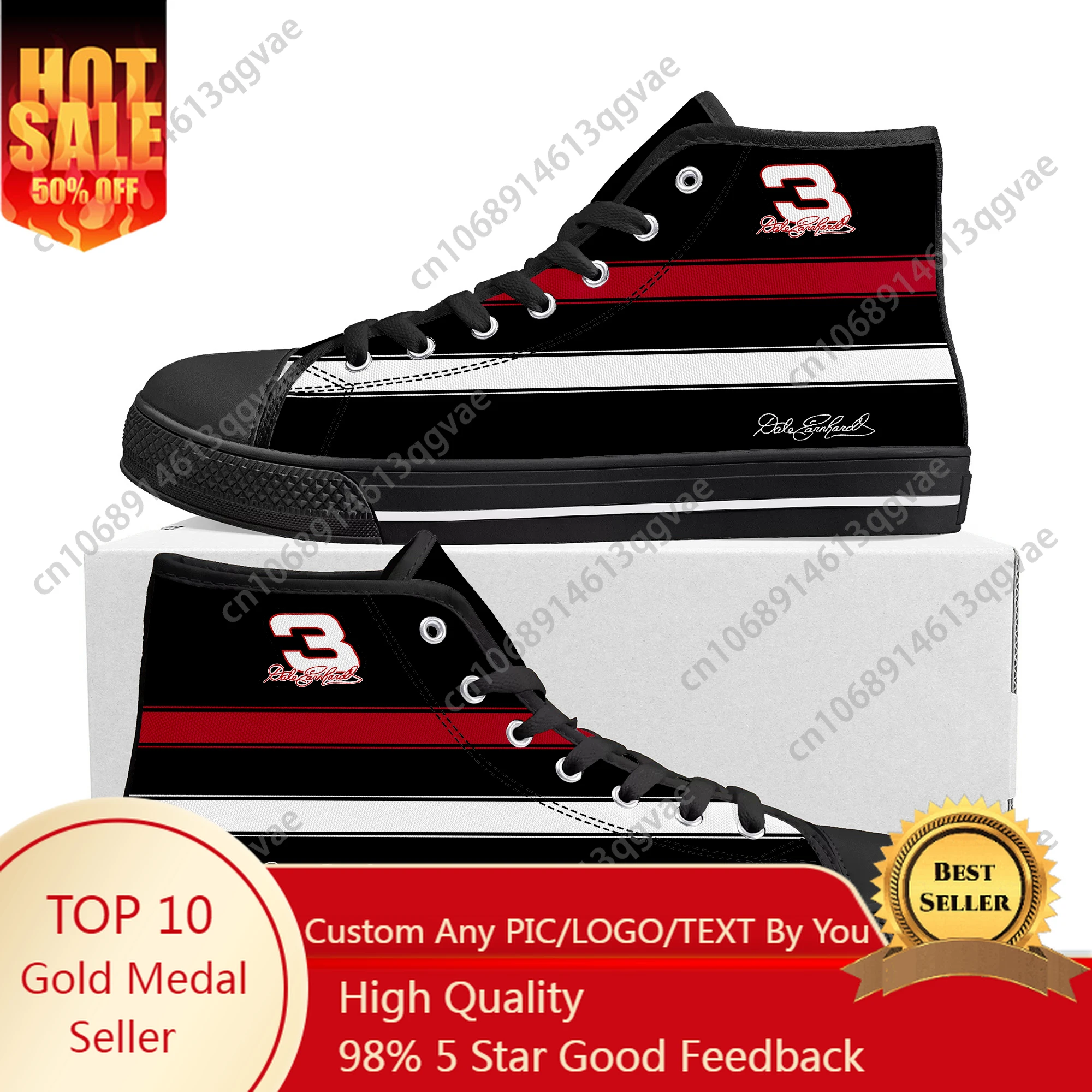 

Dale Number 3 Earnhardt Furry High Top High Quality Sneakers Mens Womens Teenager Canvas Sneaker Custom Made Couple Shoes
