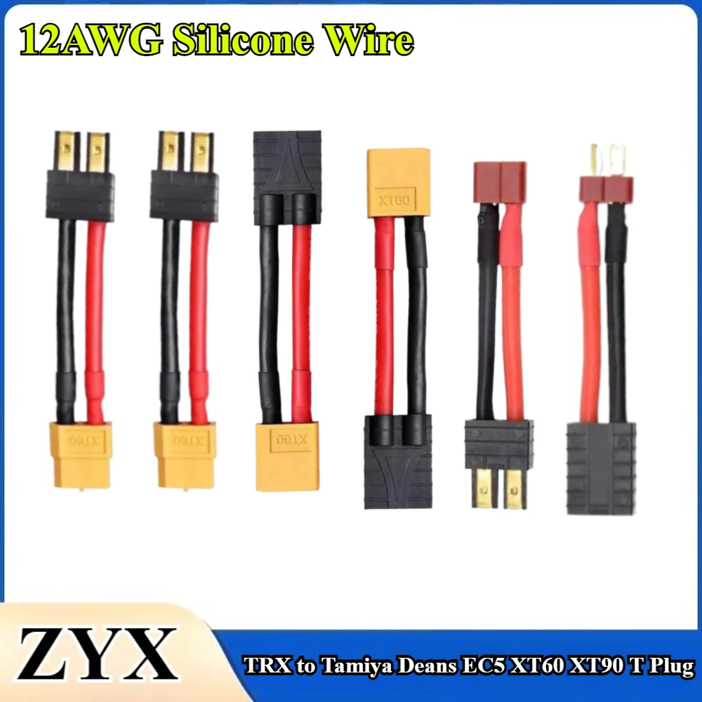 

TRX Male/Female toTamiya Deans EC5 XT60 XT90 T Plug Female/Male With Wire Cable 12AWG 5/10/15cm Adaptor Plug for RC Battery ESC