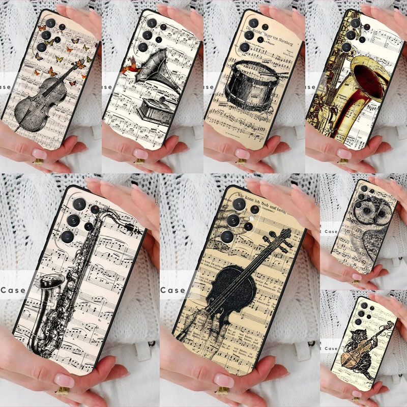 Music Violin dance piano papaer Phone Cover Case for Samsung Galaxy S26 Ultra S20 FE Note 10 S24 S23 S21 S25 Plus S22
