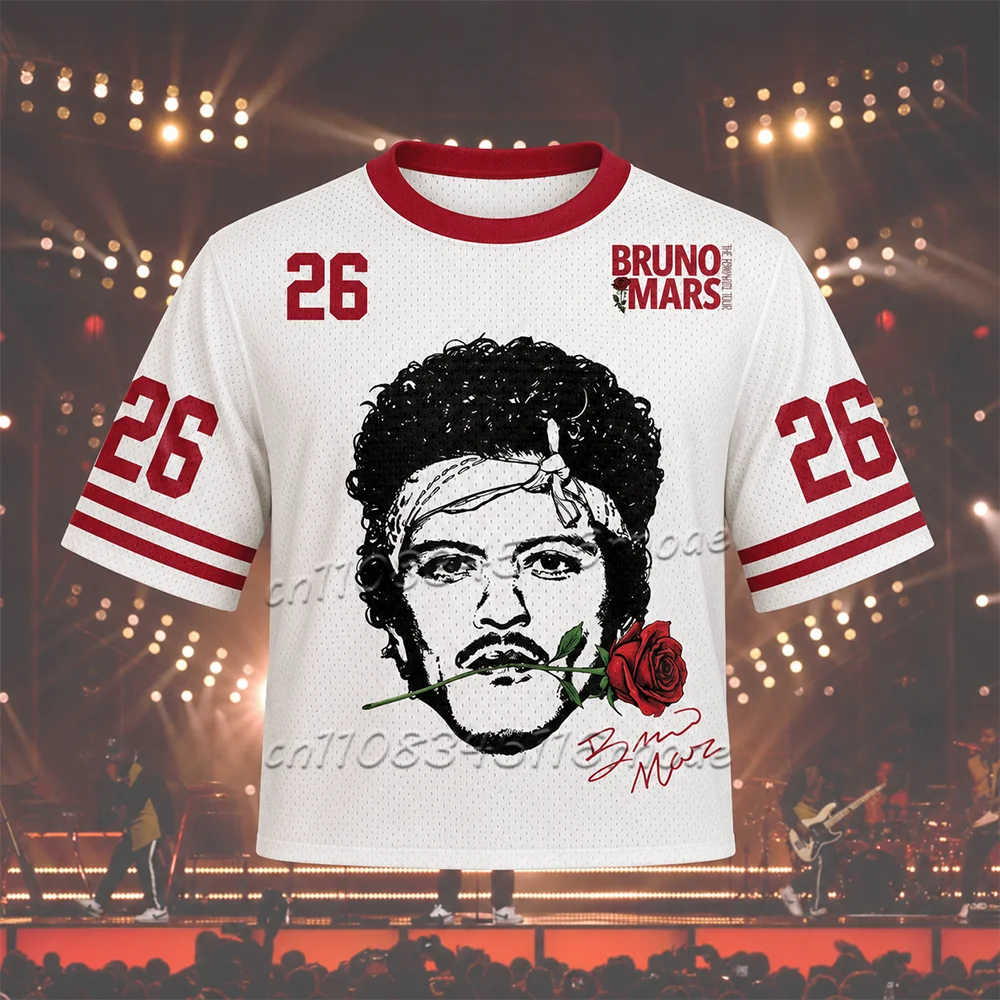 Bruno Mars' Romantic Tour 2026 Women's Universal Short sleeved T-shirt Hip Hop Street Casual Fan Surrounding Children's Style