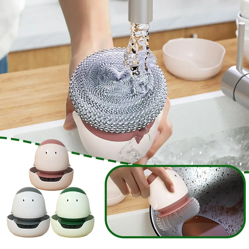 Kitchen Scrub Brush Kitchen Cleaning Scrubber With Pot Dispenser Cute Brush Bottom Soap Dropshipping Brush Bracket With Kit T2Z1