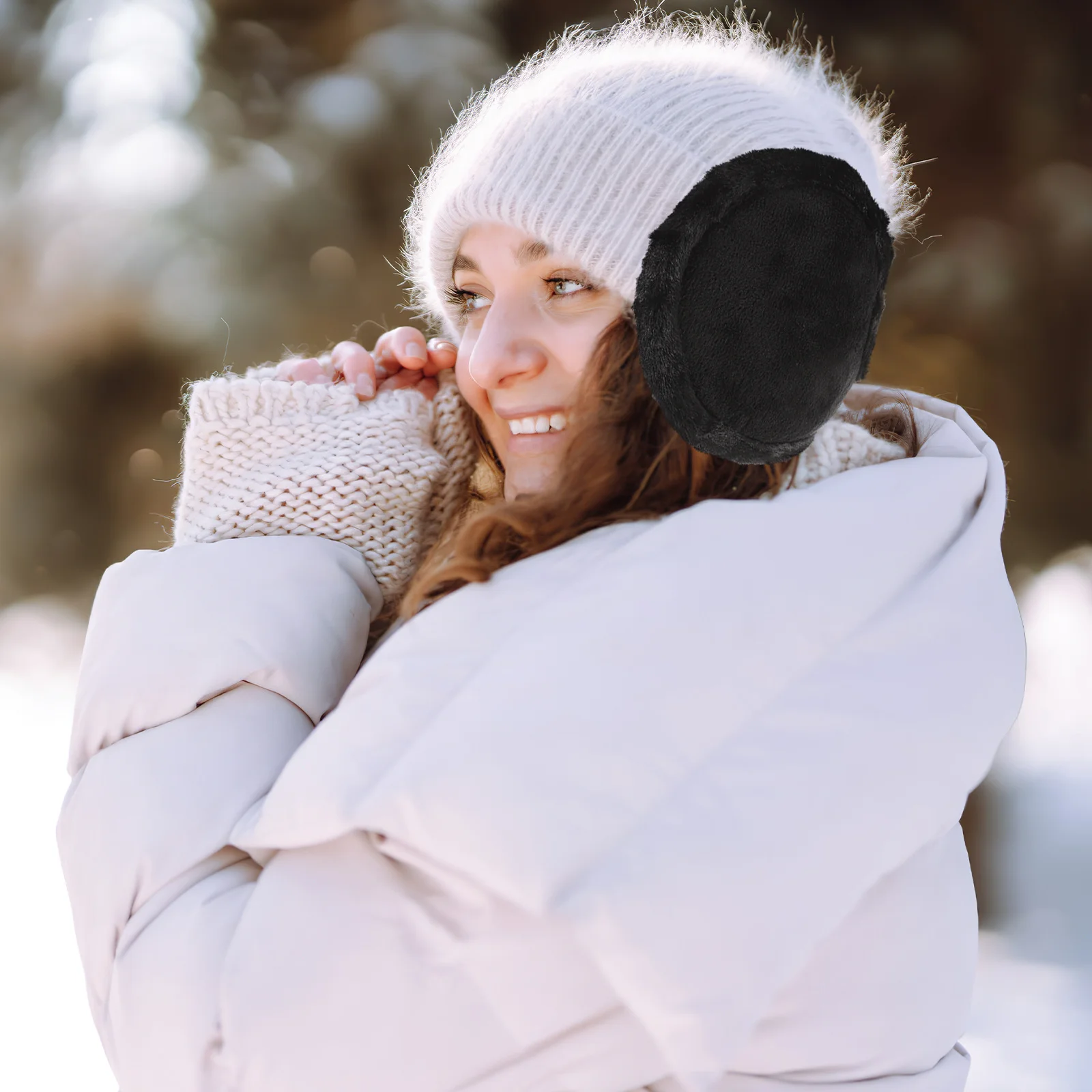 قابل للتعديل محبوك الأذن يفشل الشتاء التبعي للجنسين تصميم فو اصطف تقليم آذان سوداء دافئة مريحة قابل للتعديل محبوك الأذن يفشل