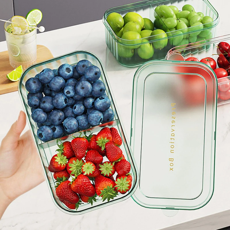 Refrigerator Storage Box, Crisper Box, Seasoning Sealed Storage Box, Divided Box, Food Freezing Special Organizing Artifact