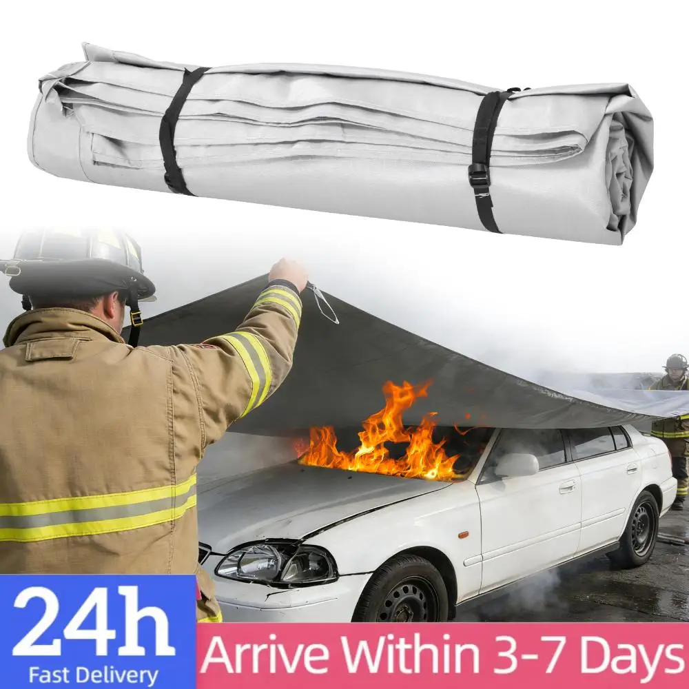 

Car Emergency Fire Blanket 9x6m Fire Suppression for New Energy Vehicles Silicone Coated High Temperature proof Fabric Blanket