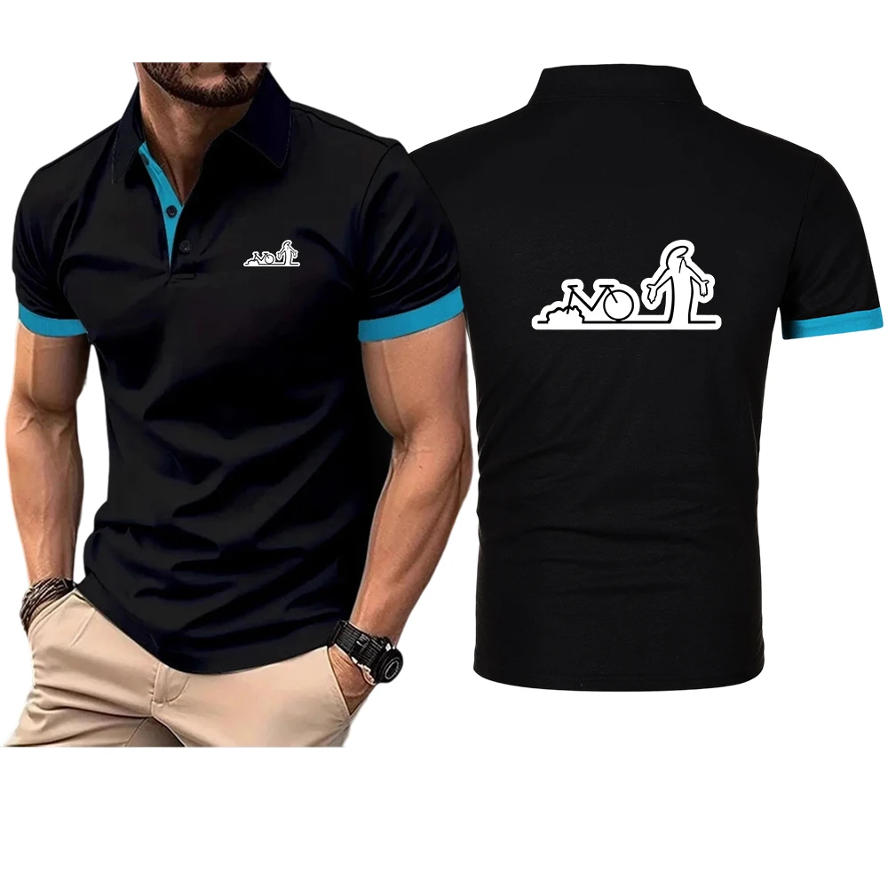 

Funny La Linea Bike Amazing 2025 Men's New Summer Cotton Breathable Comfortable Polo Shirt Casual Solid Color Slim Fit Tops