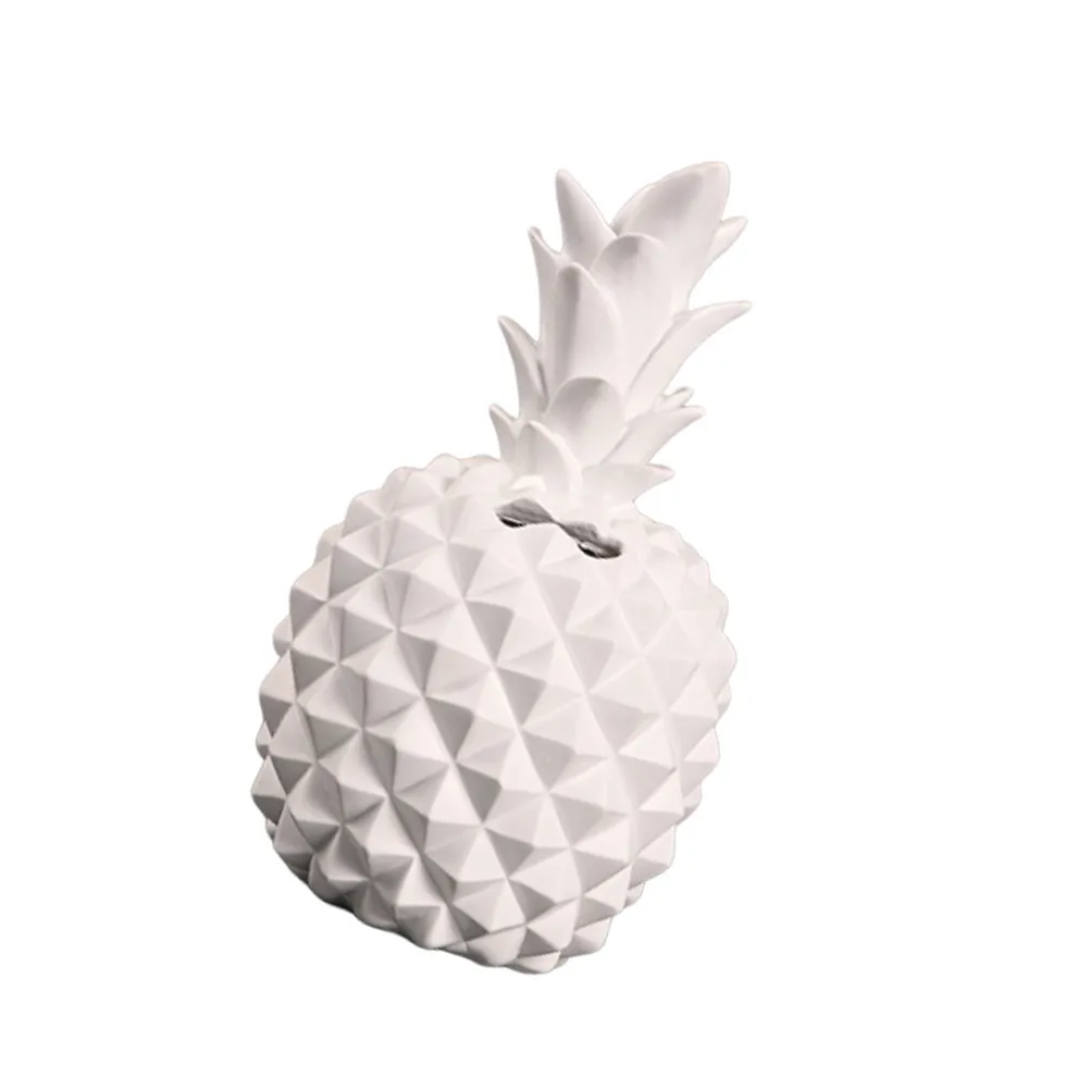 Resin Pineapple Shape Saving Pot Fashion Desktop Decoration Creative Coin Bank Money Storage Pot White Solid Smooth Resin Bank