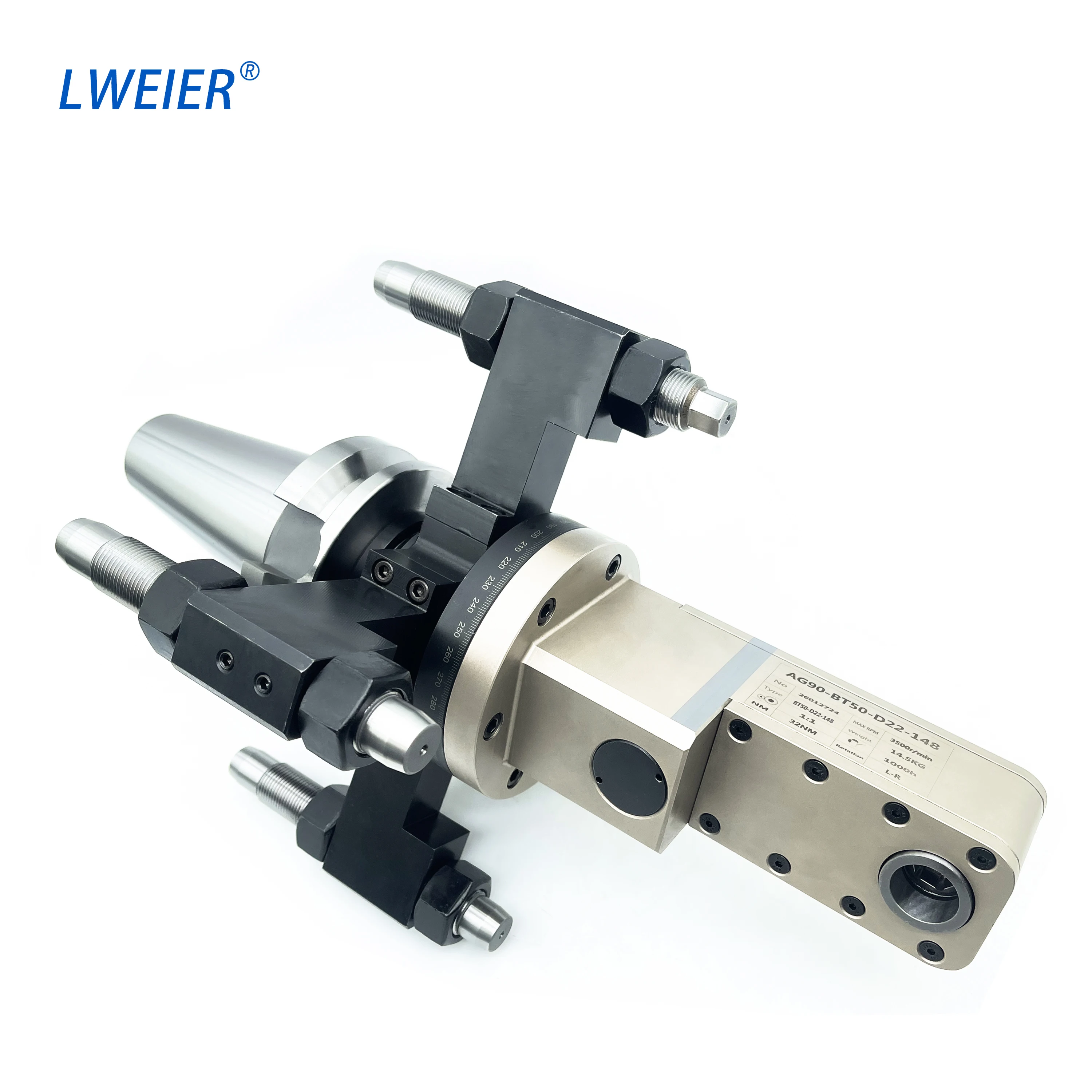 LWEIER BT50 Customized Side Milling Head For Milling Machine Four Column Angle Head High Rigidity & High Speed 1 Year Warranty