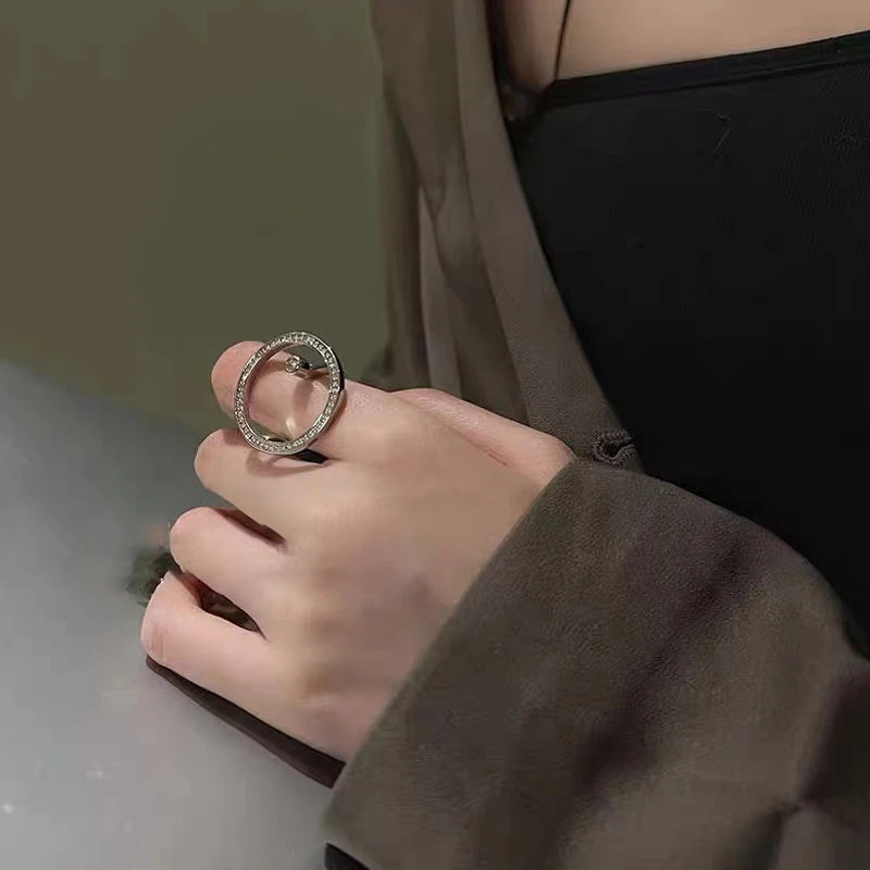 Sterling Silver Color Rings New Party Jewelry Vintage Charm Double Layer Cross Ring Geometric Design Accessories Gift Dropship