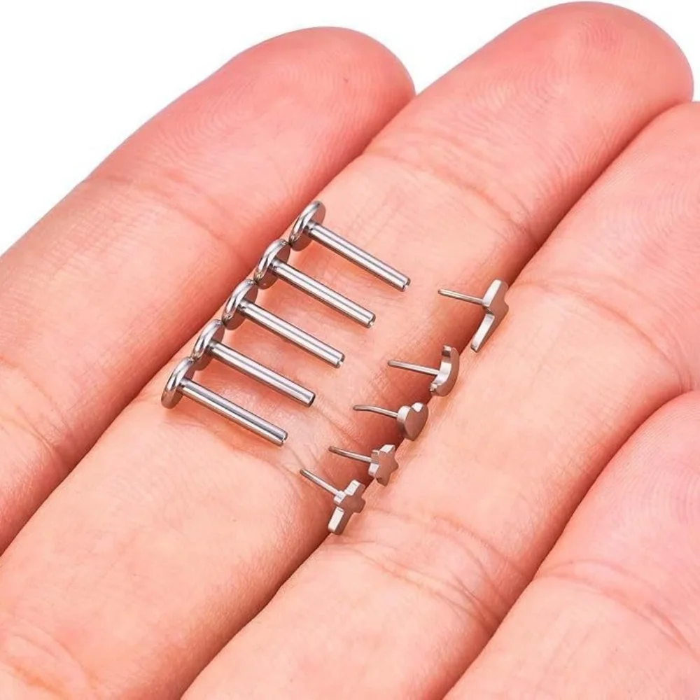 Großhandel Basis ASTM F136 Titan Schmuck Push In Tunnel Nasenringe Ohr Lip Studs Labret Körper Piercing Zubehör – Detail 5