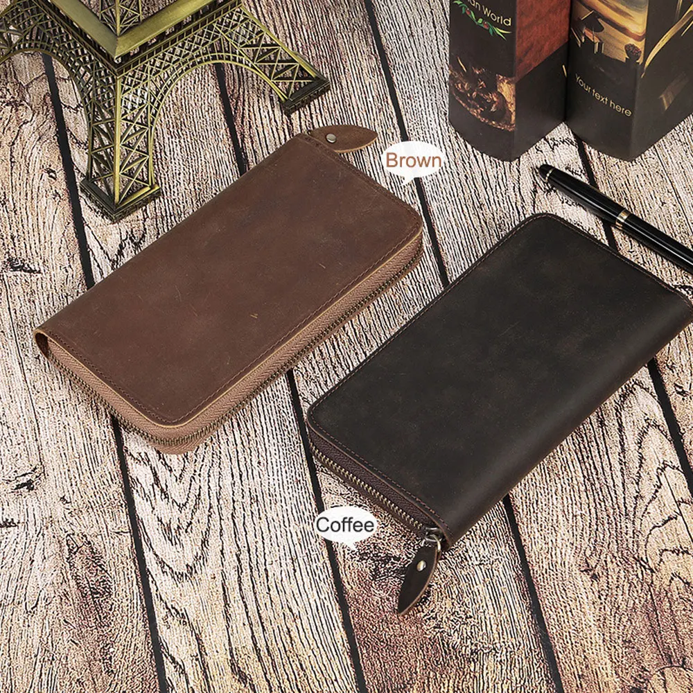 100% Genuine Leather Men's Wallet Business Commuter Cowhide Retro Wallet Card Holder Coin Storage Premium Handbag 2055