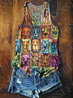 NewFashion colorido Graffiti flor gradiente Hippie Vintage Retro Harajuku 3DPrint mujeres Racerback camiseta sin mangas chaleco sin mangas 11