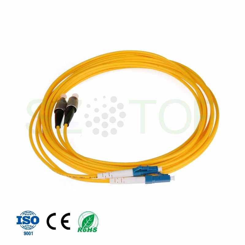 Cabo de remendo da fibra ótica do duplex do único modo, 3.0mm, LC, SC, FC, ST, UPC, APC, cabo do salto, SM, DX, cabo de remendo ótico, personalizado, 1m