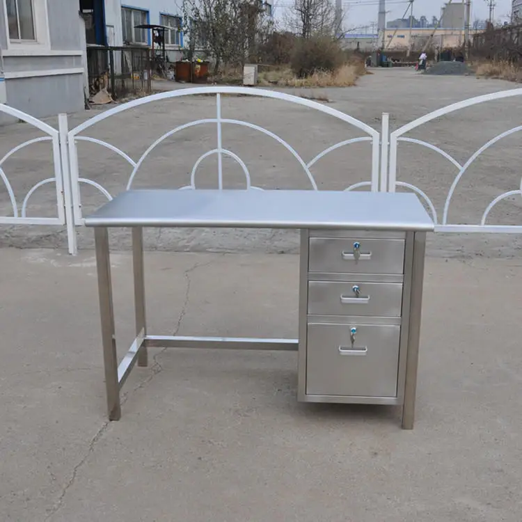 Single stainless steel four-legged desk with drawer overall welding