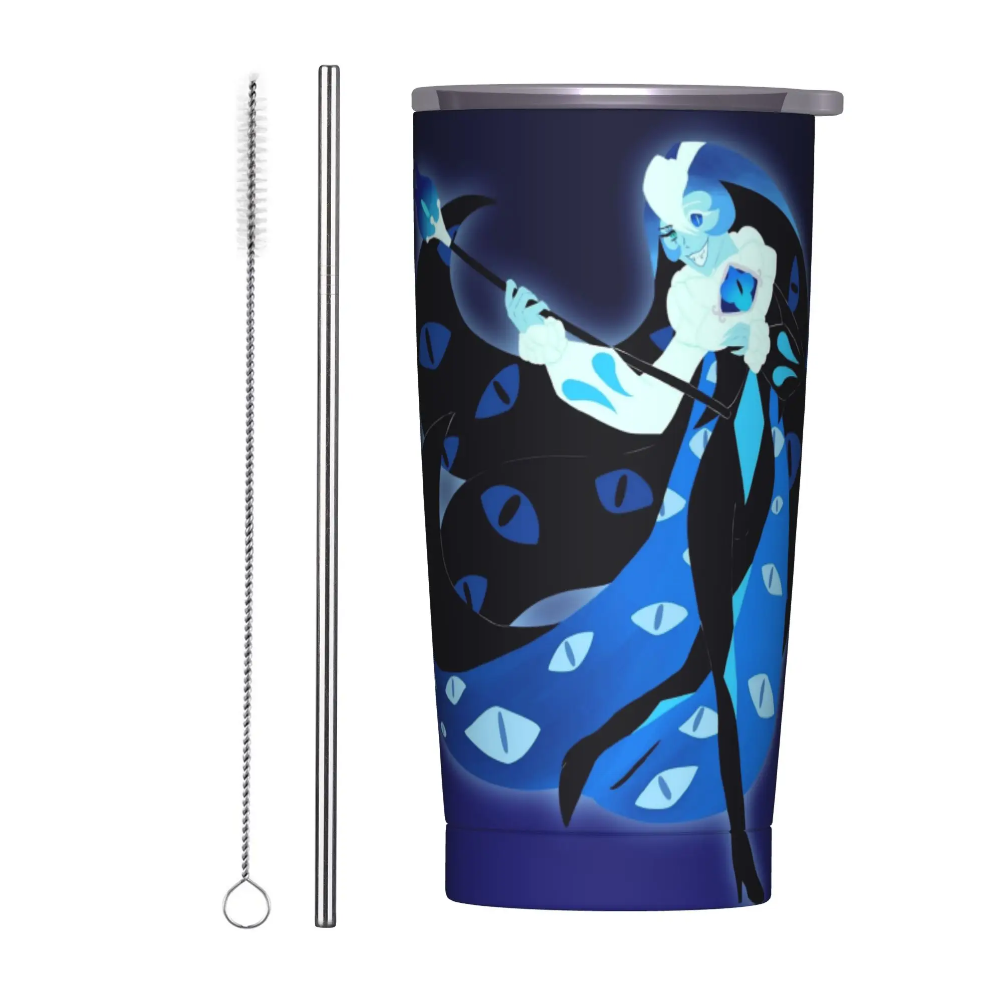 Human Shadow Milk Insulated Tumbler with Straws Cookie Run Kingdom Stainless Steel Coffee Mugs Office Home Car Bottle Cups, 20oz