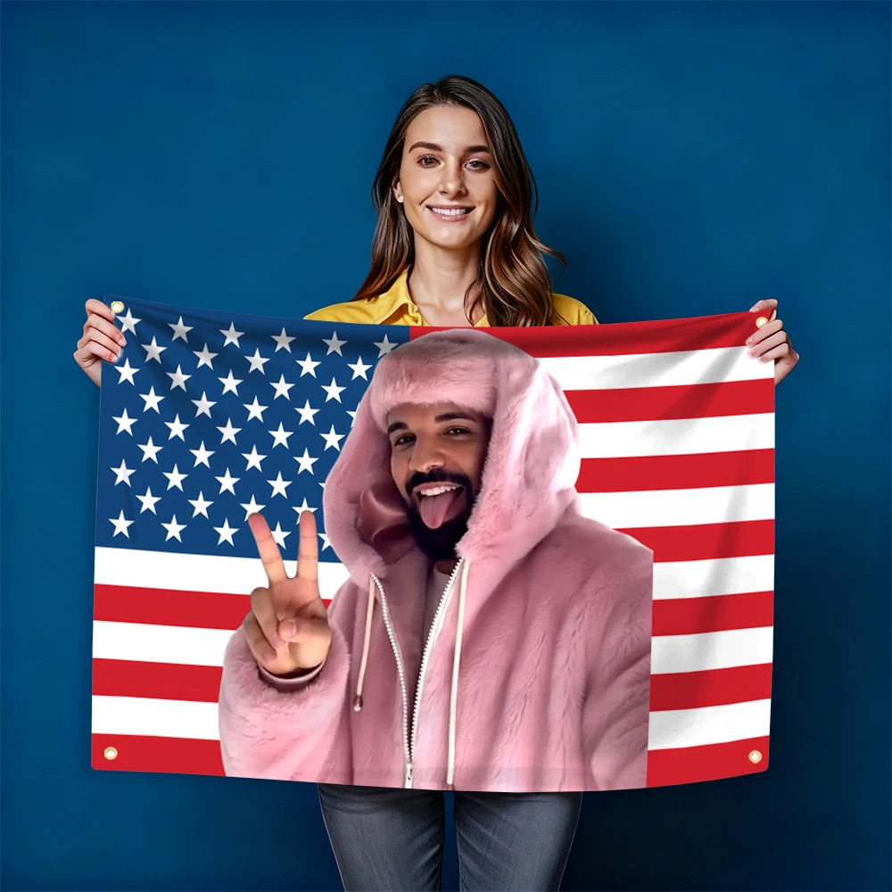 D-Drake American Flag Rapper Singer Tapestry Usa Flag American Flag For Bedroom Living Room Dorm Concert Banner Fans Gift
