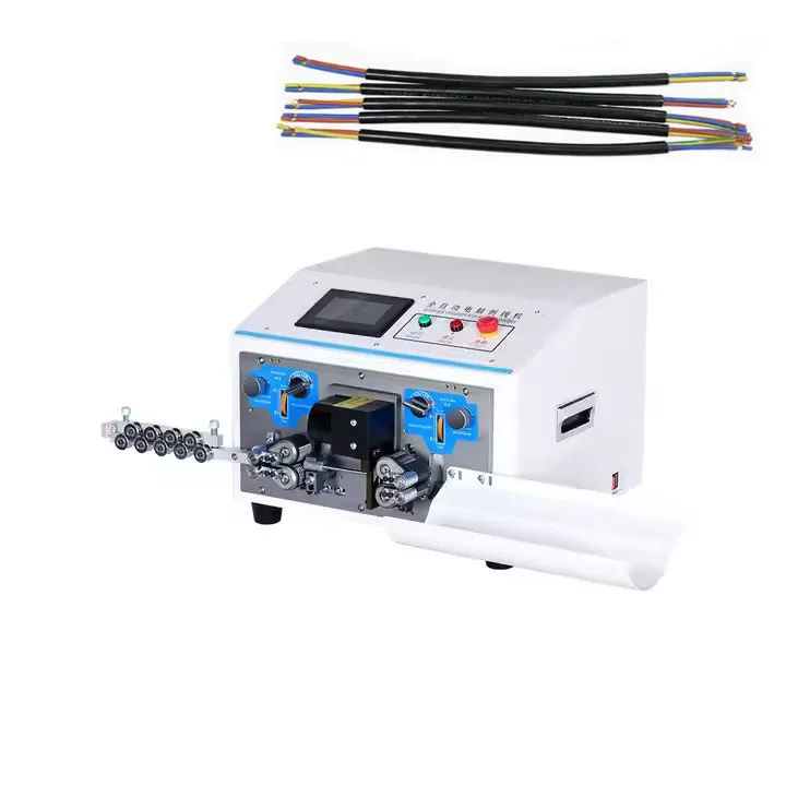 High Efficiency Automatic Belt Wheel Round Sheath Multicore Wire Strip-Cut Machine One Out Two In Cable Manufacturing Equipment