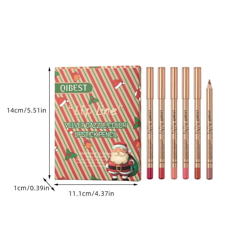 Matita per labbra a 12 colori Linea opaca liscia Matita per labbra impermeabile Durevole Tazza antiaderente Penna per rossetto Trucco di bellezza Scatola natalizia