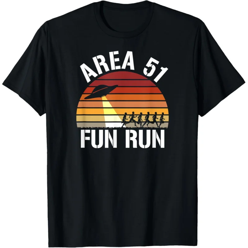 Men's and Women's Sports and Leisure Fashion Short Sleeves 51 Area Fun Run UFO Roswell Alien T-shirt