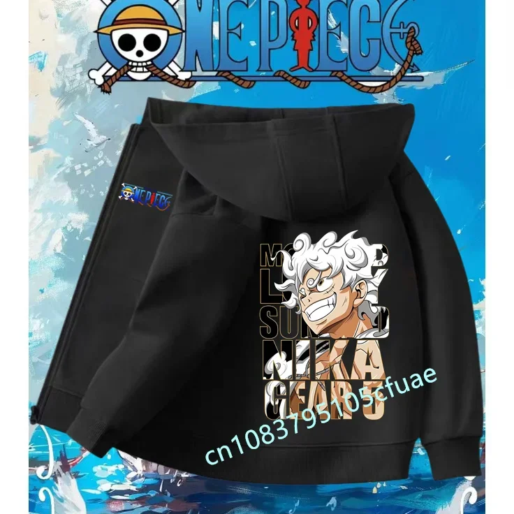 Een Stuk Luffy Gear 5 Jongen Rits Hoodie Cartoon Japan Stijl Anime Meisje Sweatshirt + Broek 2025, Nieuwe Mode Kinderen jassen Jas