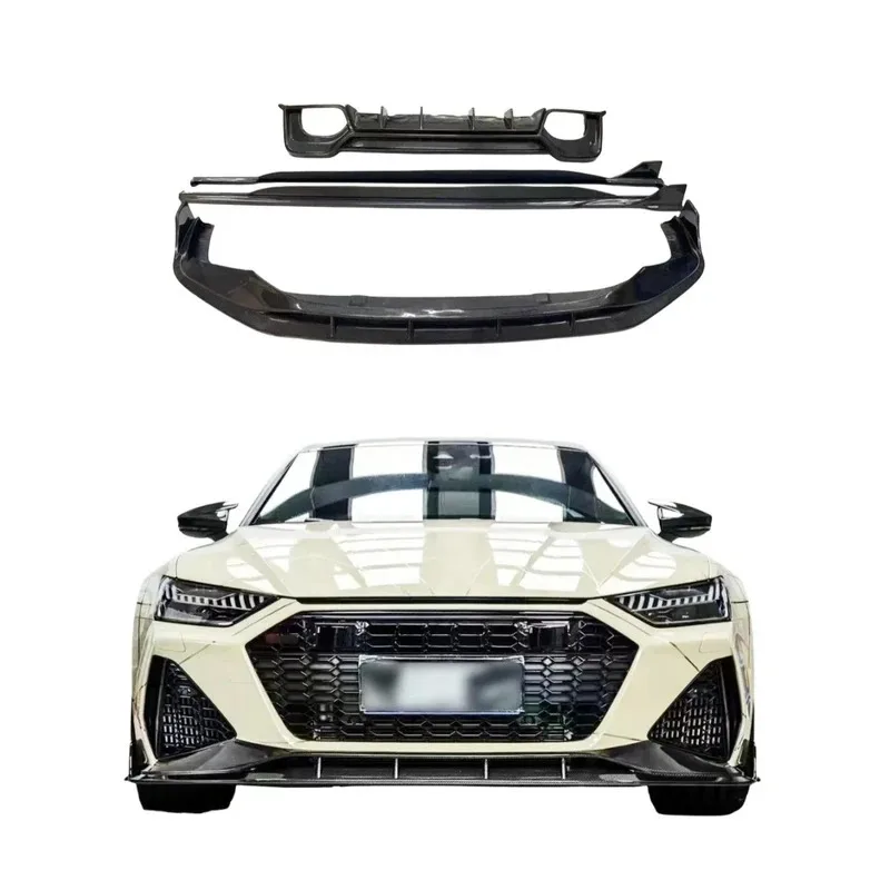 

For RS6 RS7 C8 Carbon Fiber Body Kit Diffuser Side Skirt Carbon Fiber Front Bumper Lip P Style