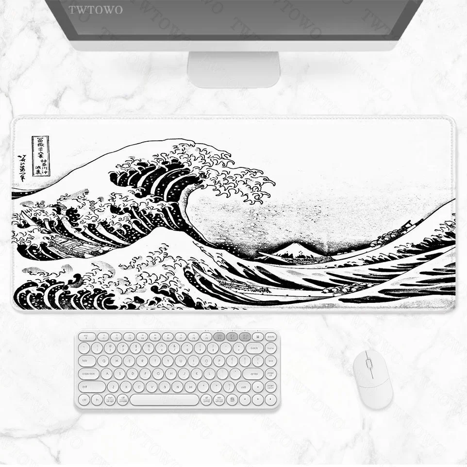 Black & White Japan Art Great Waves Mouse Pad Gaming XL Custom HD New Mousepad XXL Playmat tappetino antiscivolo per Computer da ufficio