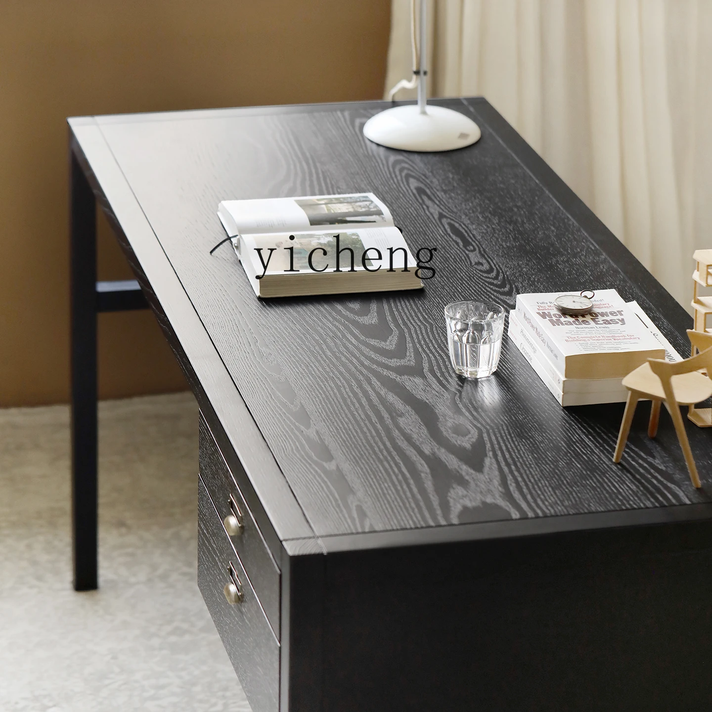 

Nordic Style Vintage Retro Black Walnut Solid Wood Desk Office Desk
