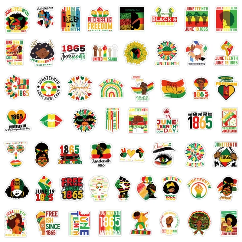 Autocollants décoratifs pour gribouillage créatif, personnalité de dessin animé Juneteenth, 110 pièces