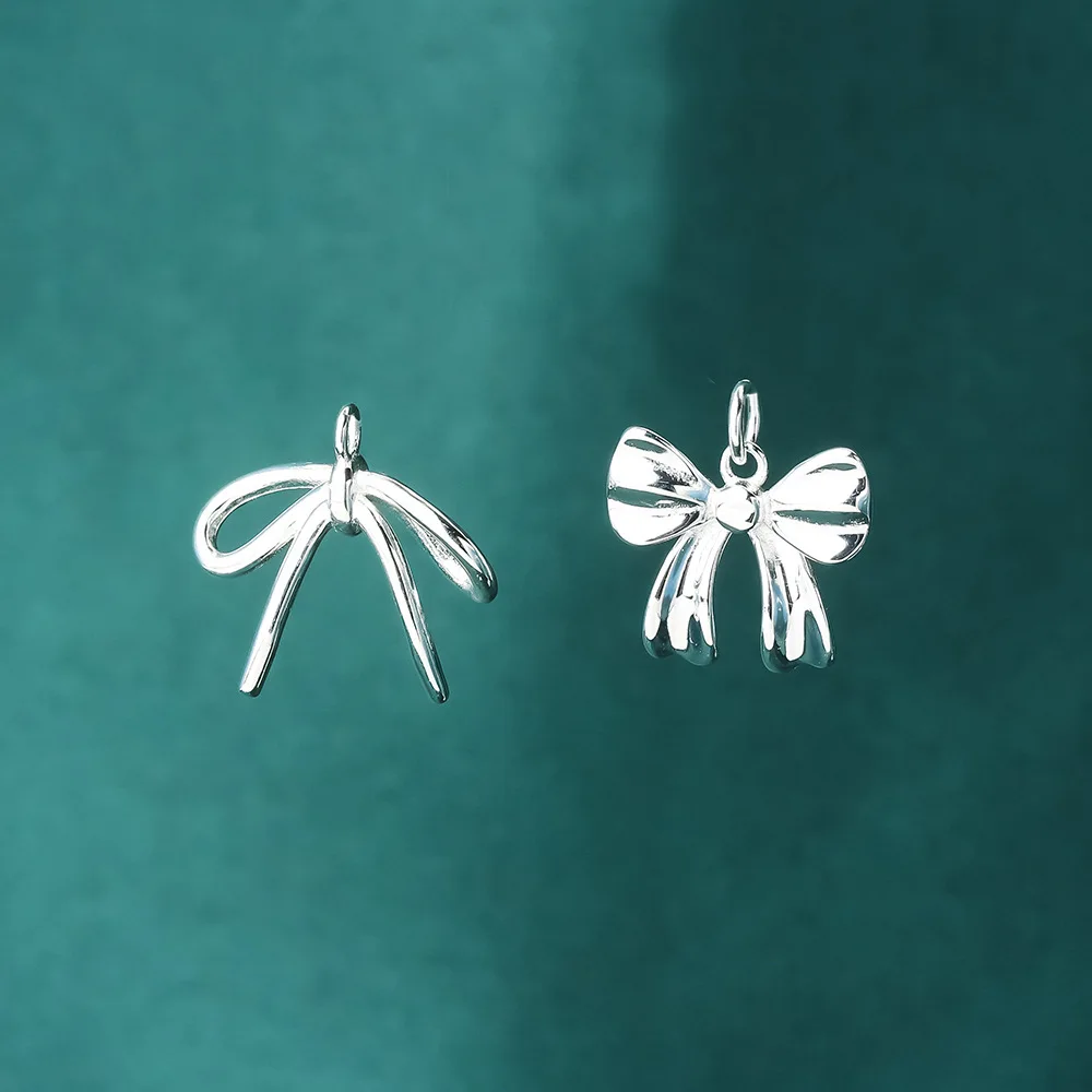 

Charms 925 Silver Bowknot Cute Elegant Necklace Pendant Handmade DIY Accessories Charms for Bracelet Plata 925 JHA146