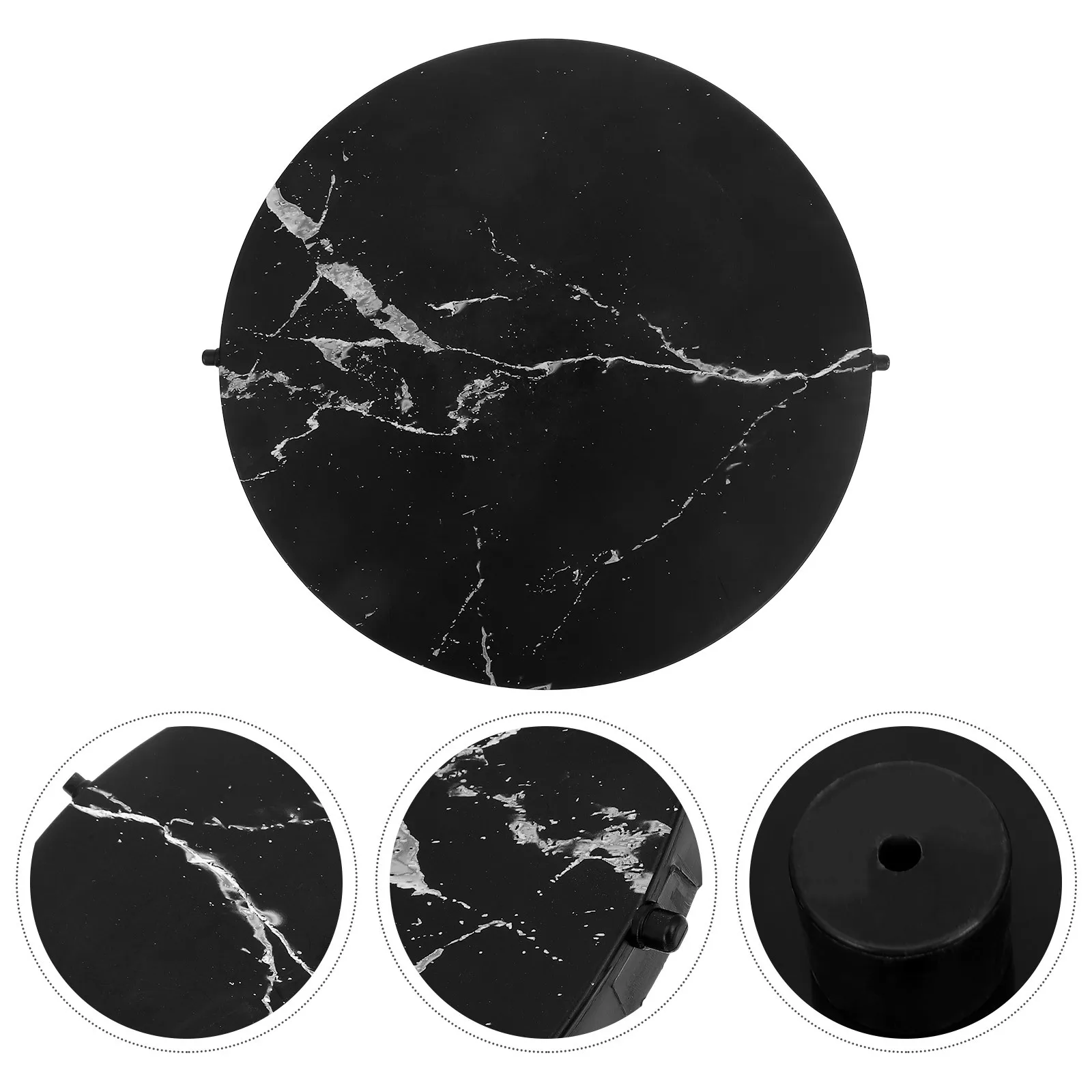 

Marble Pattern Trash Can Lid Replacement Plastic Garbage Can Cover Swing Top Trash Bucket Cover Waste Bin Protector Black