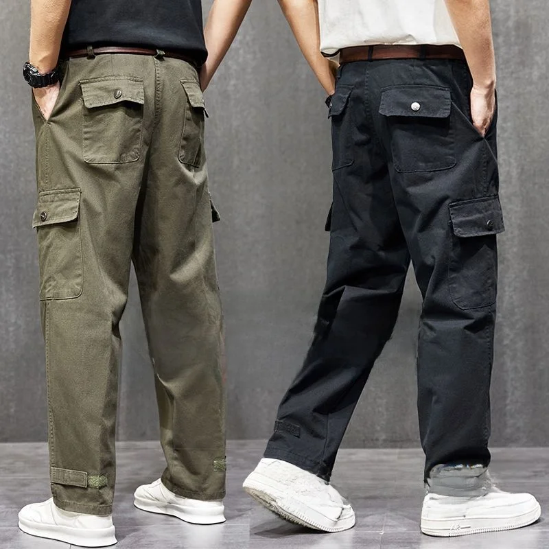 

Mens Workwear Pants Thiened Wear-resistant Loose Fit Casual Trousers for Office Work Autumn Season Military een Canvas