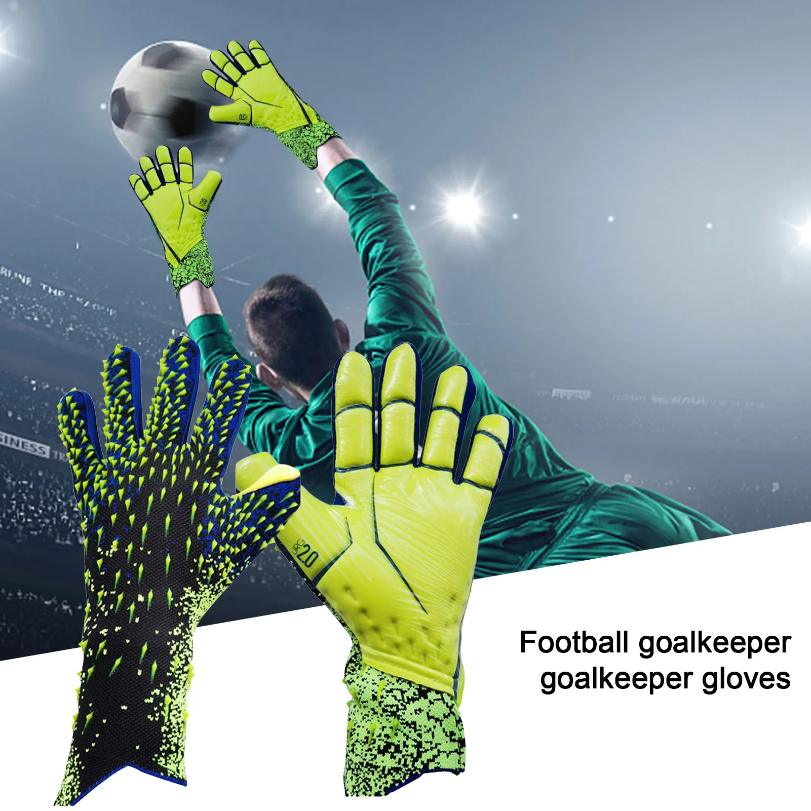 Goalie Gloves Latex Soccer Goalie Goalkeeper Gloves Anti-slip Thicken Football Glove Finger Protection Gloves Soccer Equipment