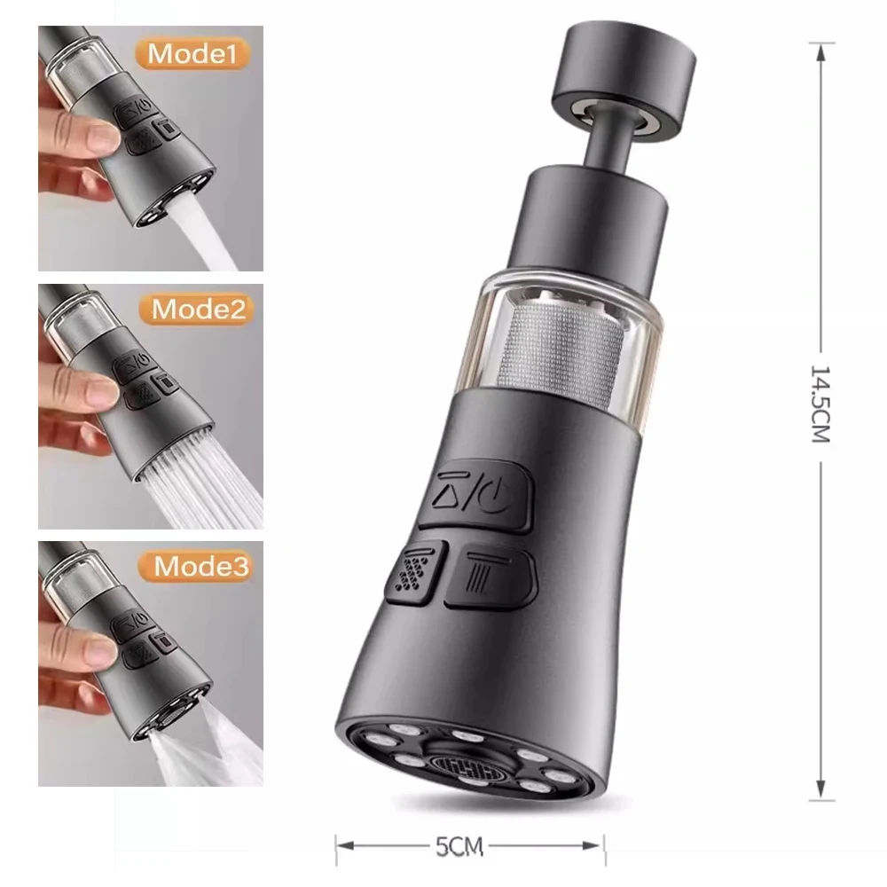 

Universal Kitchen Faucet Extender With Filter Function 360° Rotate Aerator Splash Filter Washbasin Faucet Bubbler Nozzle Aerator