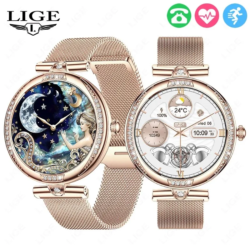 

LIGE New Smart Watch Women Sports Fitness Bracelet Calling Heart Rate Health Monitor Waterproof Woman Smartwatch for Android iOS