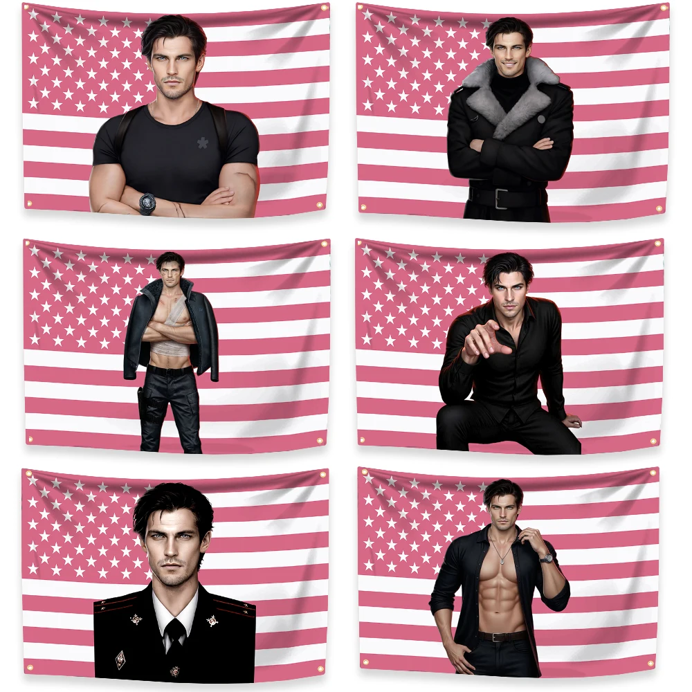 Романтические клубы Дмитрий Американский флаг Четыре отверстия Полиэстер Цифровые принты Гобелен Игра Открытый Крытый Украшение Комнаты Гараж Garde
