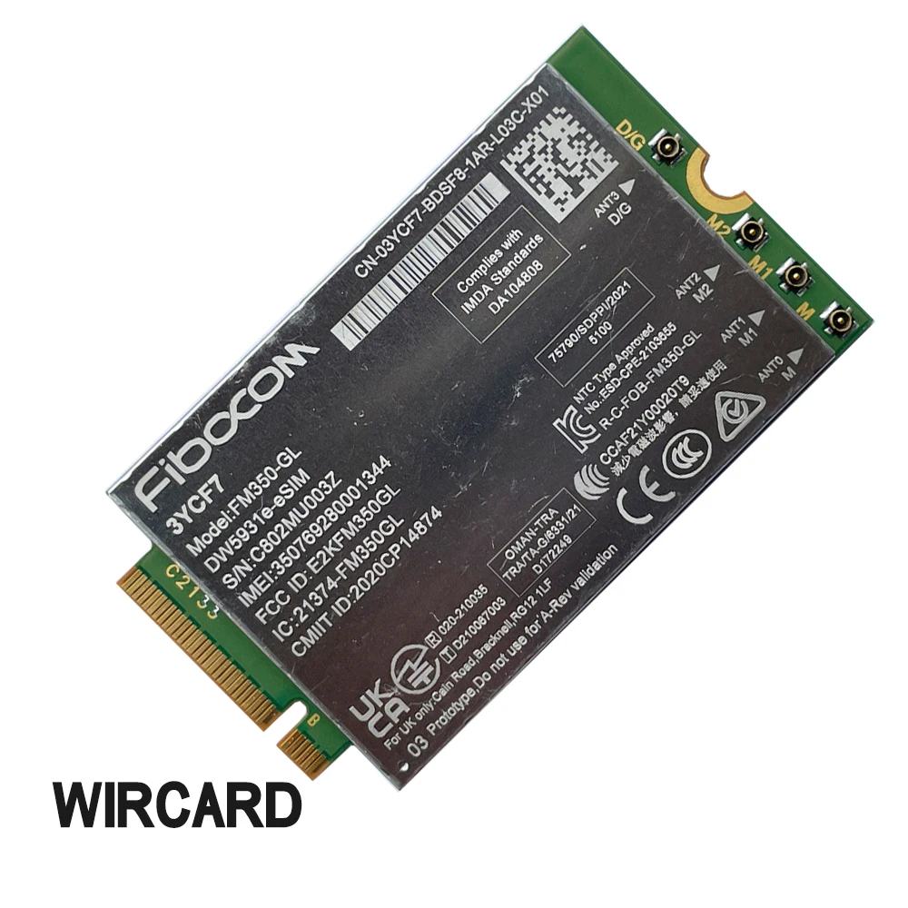 FM350-GL DW5931e-eSIM 5G M.2 Module for Dell Latitude 5531 9330 3571 Laptop 4x4 MIMO GNSS Modem