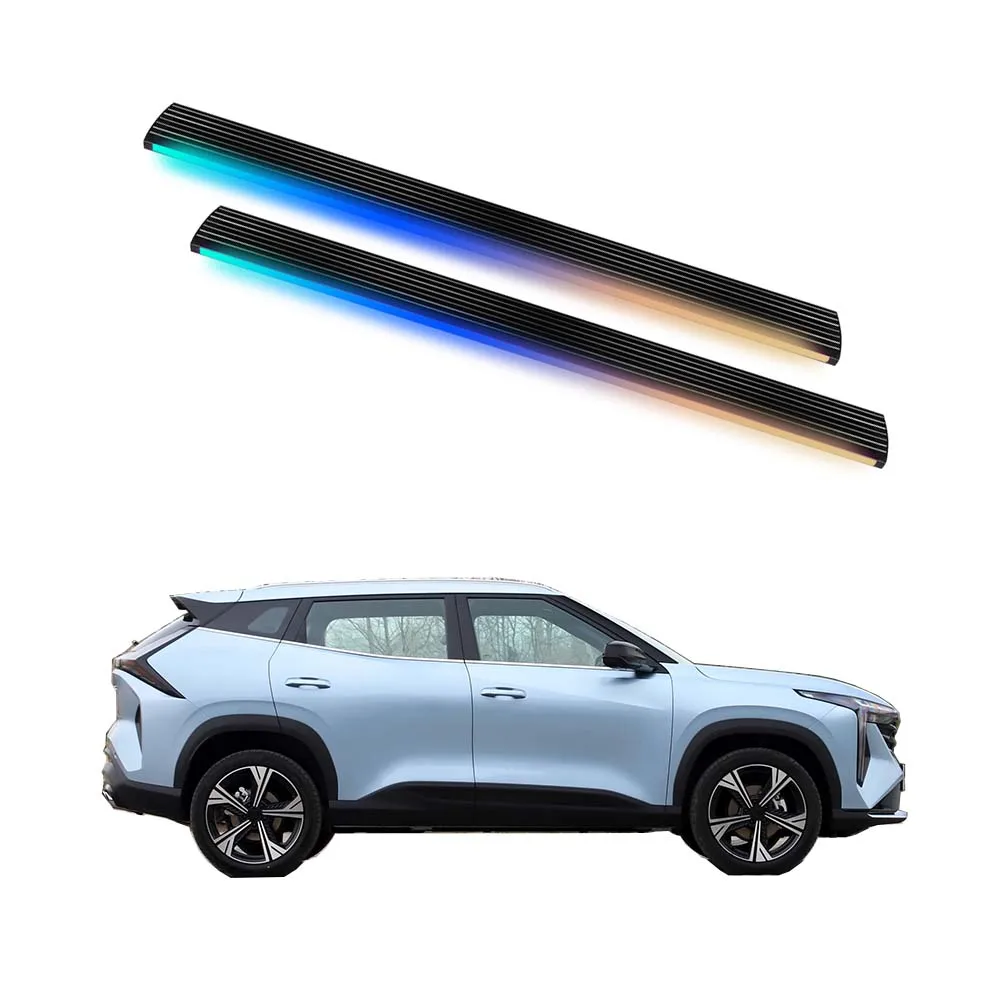 

Electric Running Boards Side Steps Pedal With Neon Light LED for Geely Boyue Black Powder Coated 185*30*28cm