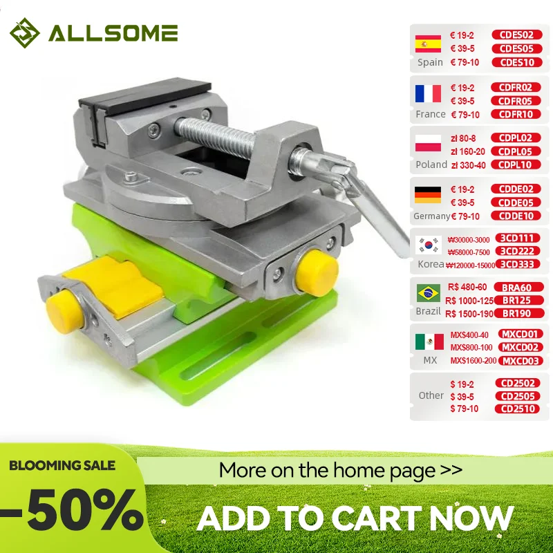 ALLSOME 2 in 1 Milling Drilling Precision Vise Swivel Base Table Aluminium Alloy Compound Worktable