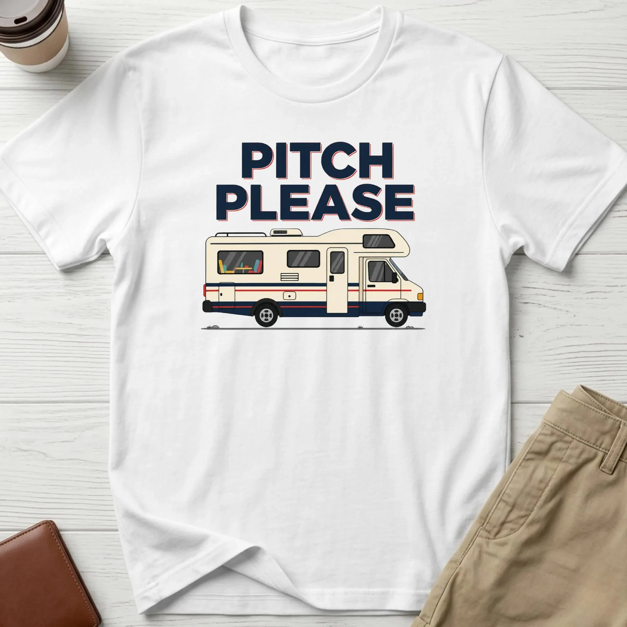 Pitch Please Motorhome T-Shirt, Funny Campervan Shirt, Road Trip Tee, Caravan Enthusiast Gift, Unisex Adventure Top