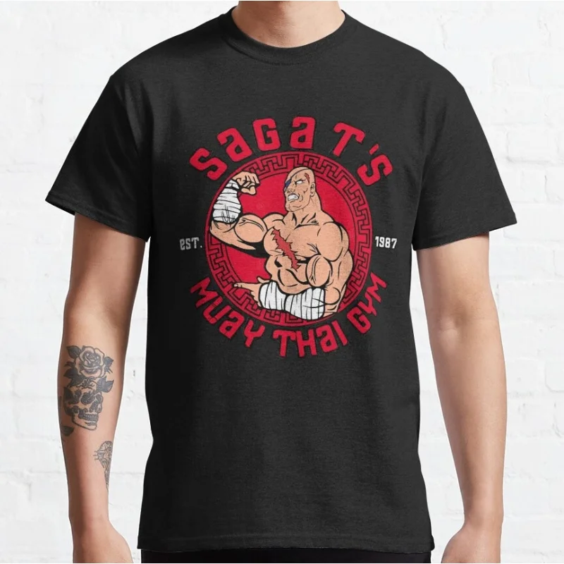 

Sagat's Muay Thai Gym 80s Combat Street fighter Gift t shirt Retro Arcade game Graphic Tee Y2K Clothes Large size Tops
