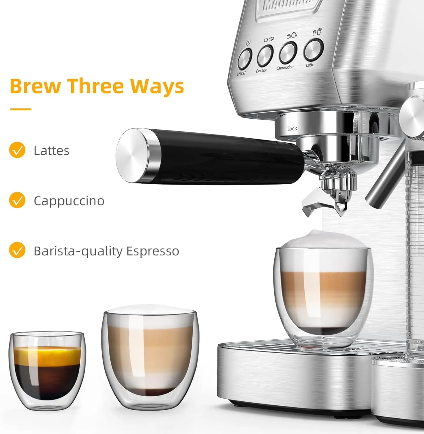 Machine, 20 Bar Cappuccino Machines for Home, Latte Machine with Automatic Milk Frother, Coffee Maker with Dual Wall &