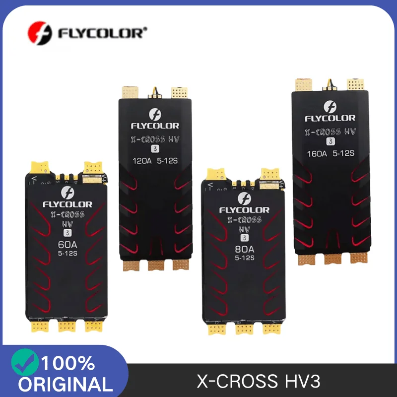 FLYCOLOR X-CROSS HV3 ESC 60A-160A BLHeli-32 for FPV Racing Drone, 5-12S, 32-Bit Dshot Proshot 64MHz