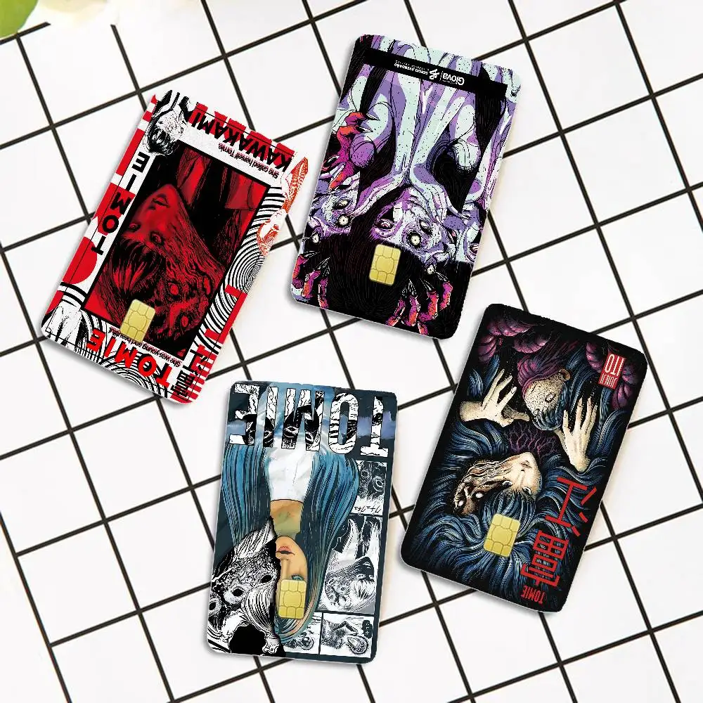 Horror Comics Tomie Credit Card Skin Stickers No Adhesive Residue Water Proof for VISA Credit Card Subway Access Card