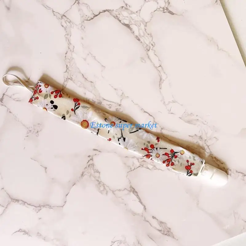 

090B Trendy Floral Print Baby Pacifier Chain Anti-drop Baby Teething Toy Dummy Nipple Holder Clip Newborn Soother Organiser