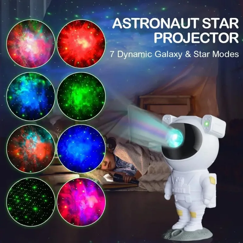 Astronaut Star Night Light Projector 360 Timer Remote for Bedroom Kids Study Desk Decor Mood Lighting Home Decor Ambience Lamp