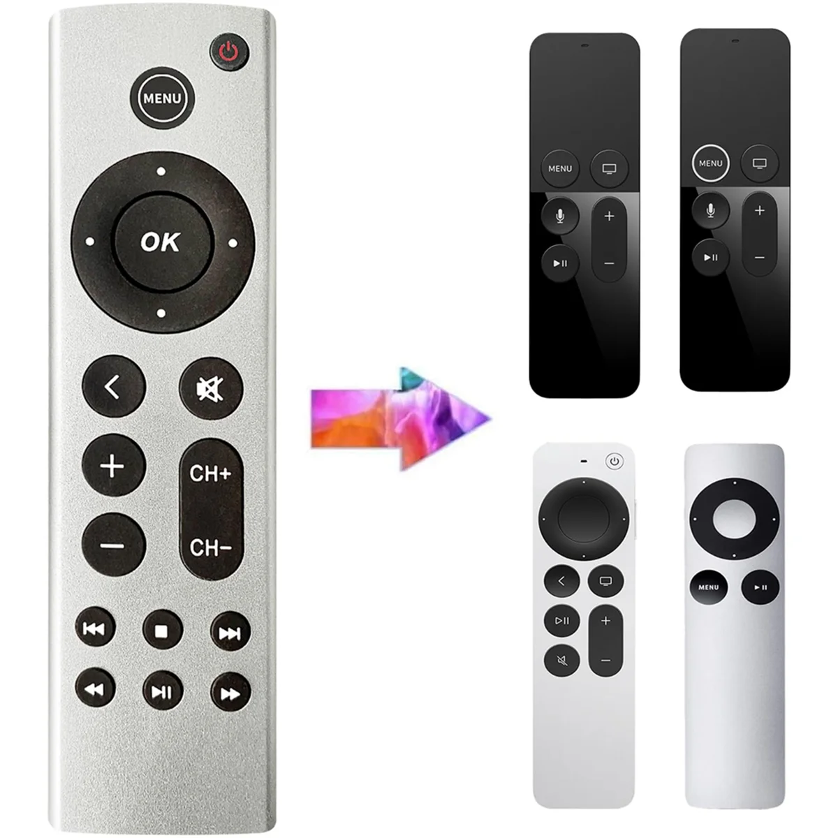 N-A12R Universal Remote Control Replacement for Apple TV 4K, Apple TV Box (2Nd 3Rd 4Th Gen), Apple TV HD A2843 A2737 A2169 - view 5
