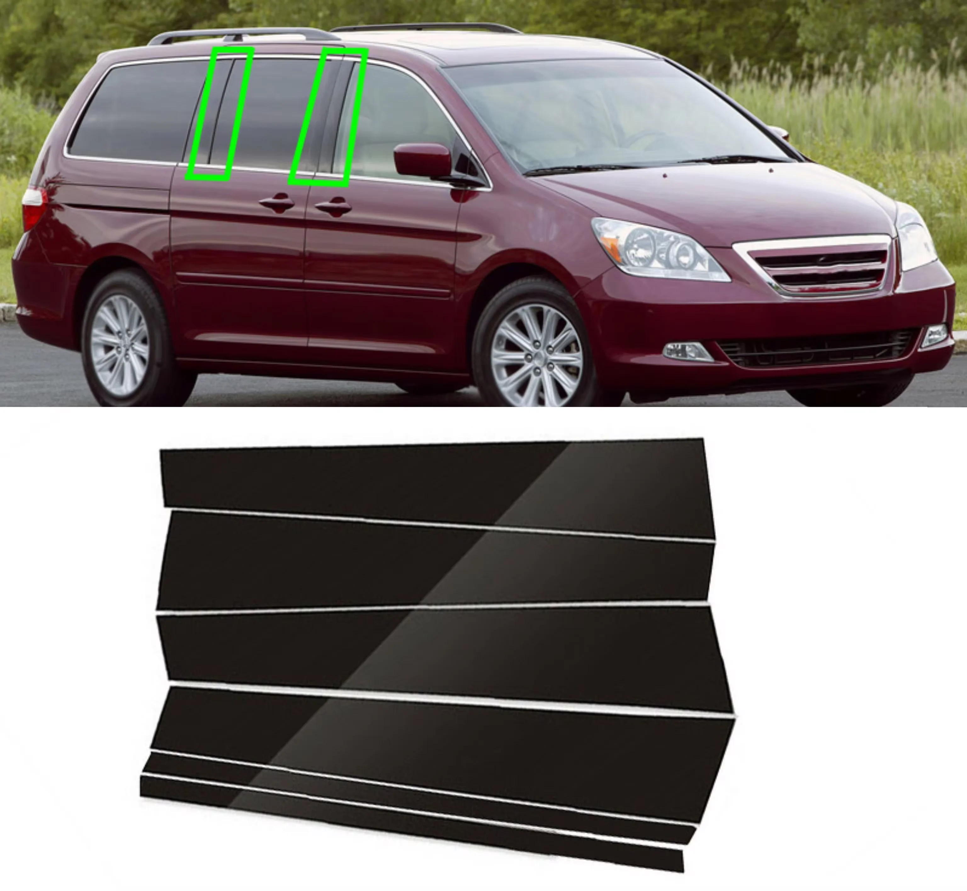 Gloss Black Pillar Posts Fit For Honda Odyssey RL3/RL4 2005 2006 2007 2008 2009 2010 Door Trim Window Decorativer Cover Stickers