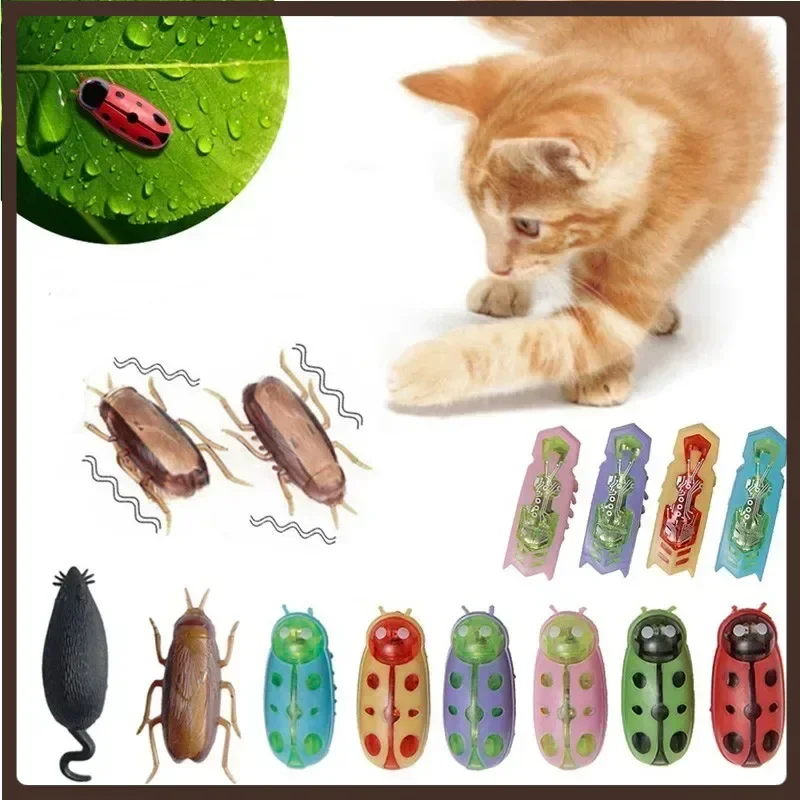 

Electric Bug Cat Toy Pet Interactive Cat Escape Obstacle Automatic Flip Toy Battery Operated Vibration Pet Beetle Playing Toy