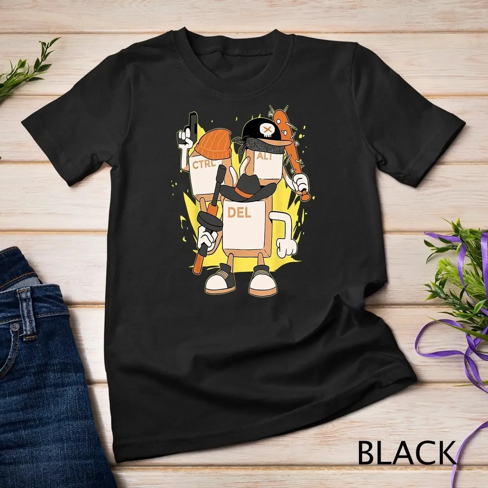 Funny Computer Programmer Control Alt Delete PC CPU Program T shirt vintage Washed streetwear Top For Everyday Wear Versatile